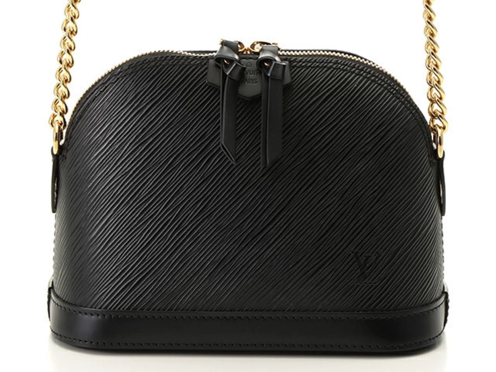 LOUIS VUITTON Alma Chain Shoulder Bag Epi Leather Noir Black